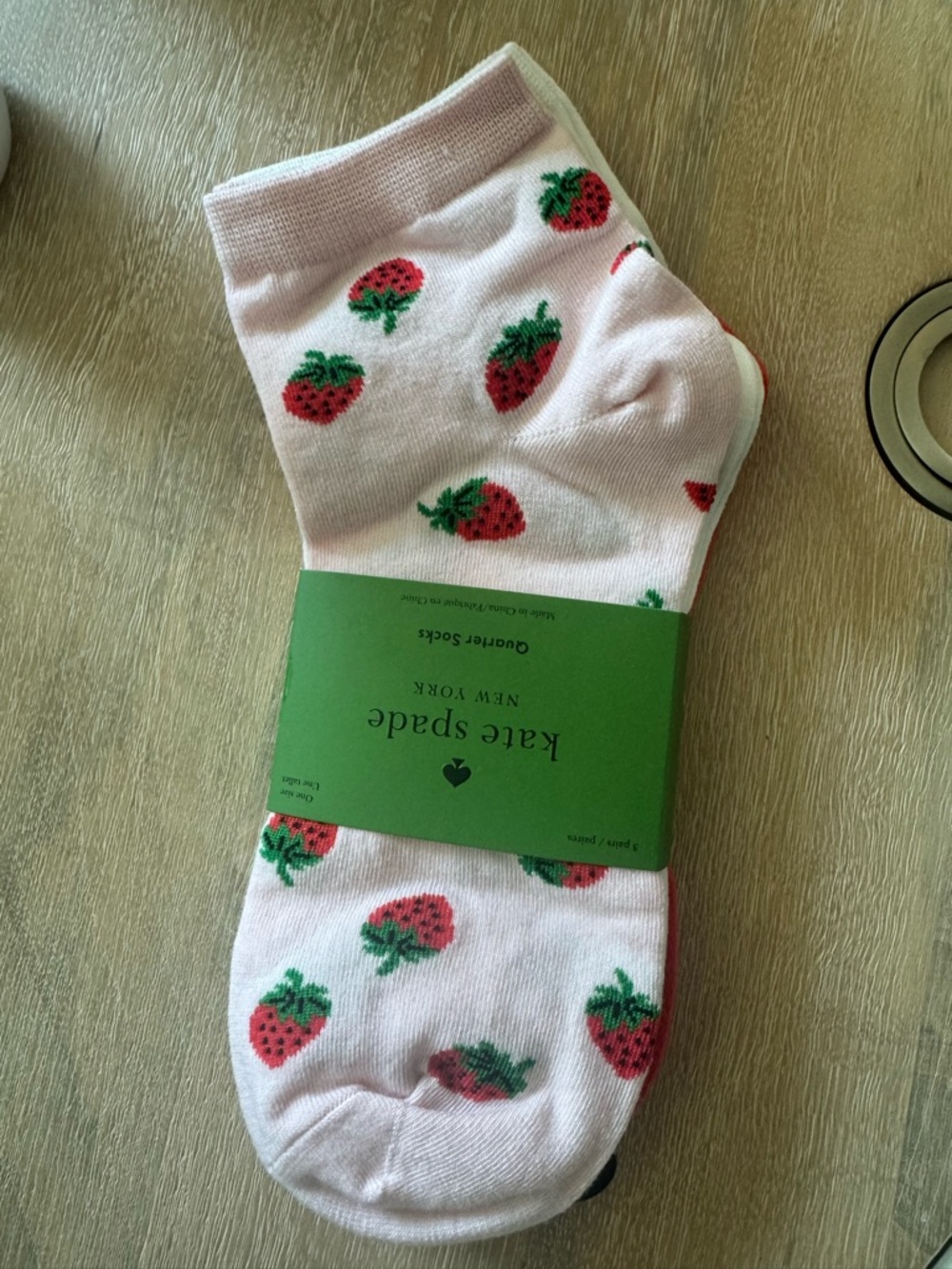 kate spade Pink Strawberry Pattern Crew Socks